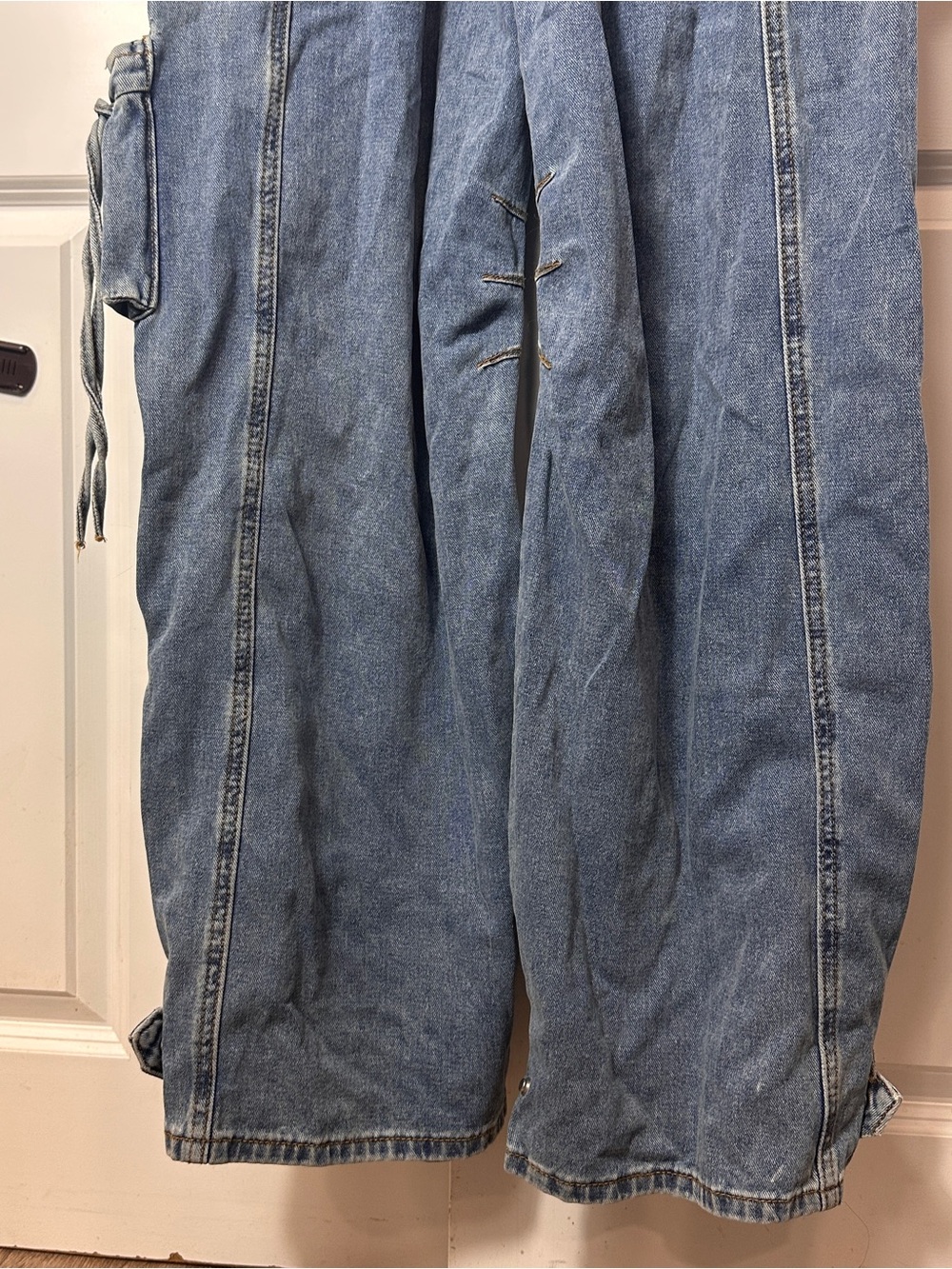 Steve Madden Duo Denim Zara Blue Denim Strapless Jumpsuit - Picture 10 of 14